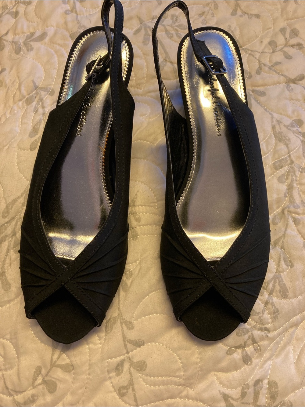 Women’s Black Slingback Peep-Toe Sandals 7